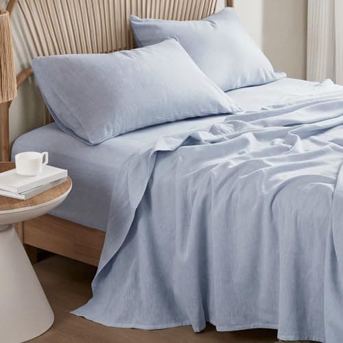 Hyde Lane Organic Linen Sheet Set - 4 Pcs Sage Green Queen Size