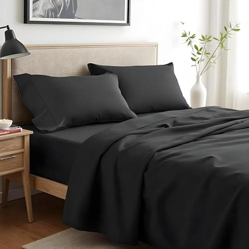 YSSOA Blue Hotel Luxury 4 Piece Bed Sheet Set with Deep Pockets