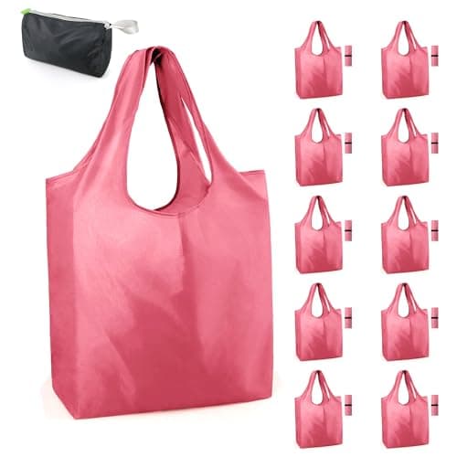 BeeGreen Foldable 50LBS Extra Large Reusable Grocery & Shopping Bags (10 Pack, Colorful)