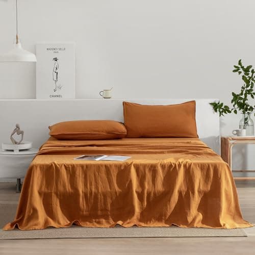 EVERLY Stone-Washed French Linen Sheets, King Size - Aqua