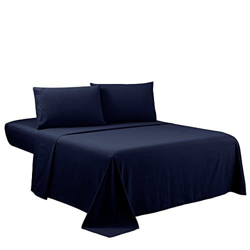 Sfoothome Black Luxury 4-Piece Bed Sheet Set - Full Size, Extra Deep Pocket