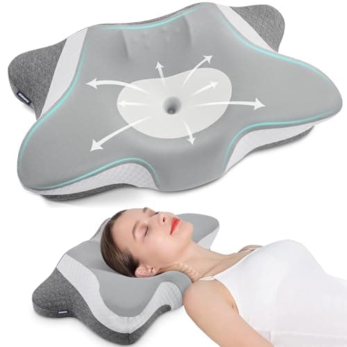 DONAMA Ergonomic Neck Pillow with Contour Memory Foam for Side, Back, and Stomach Sleepers