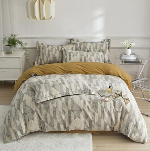 VM VOUGEMARKET Queen Blue Striped Duvet Cover & Pillowcases Set
