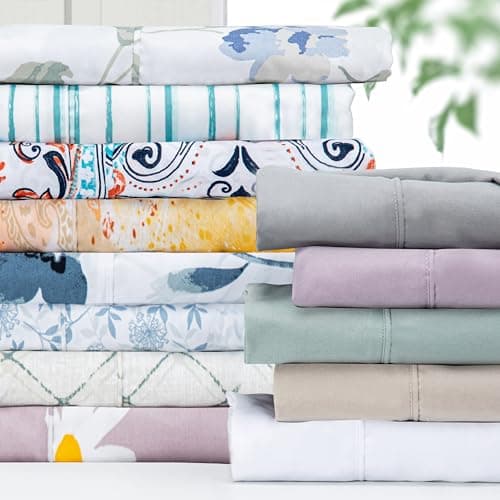 Pointehaven King Bed Sheet Set - 4 Pieces Microfiber Bedding (King Daisy)