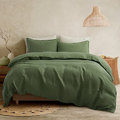 ATLINIA 100% French Flax Duvet Cover Set & Pillow Shams - Queen Size