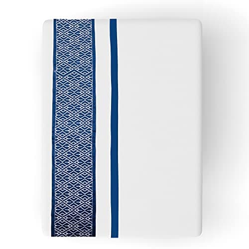 100% Egyptian Cotton Cal King Sheets, 1000 Thread Count, Sateen Weave, Navy Blue Embroidered