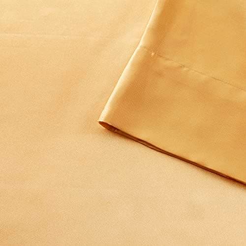 Madison Park Essentials Full Black Satin Sheet Set - Luxury, Elastic Fit up to 16" Mattresses