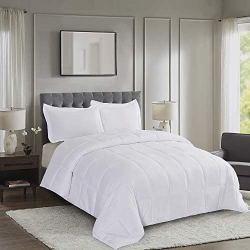 King Size Blue Down Alternative Comforter Set - Reversible Chic Quilt Design