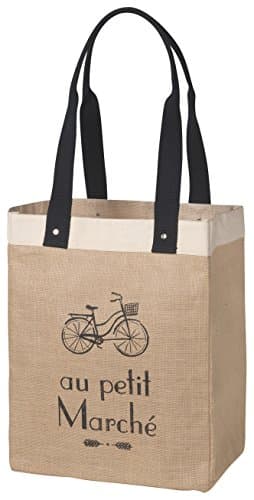 Burlap Market Tote: Goods and Provisions - 17 tall x 13.5 wide x 8.8 deep