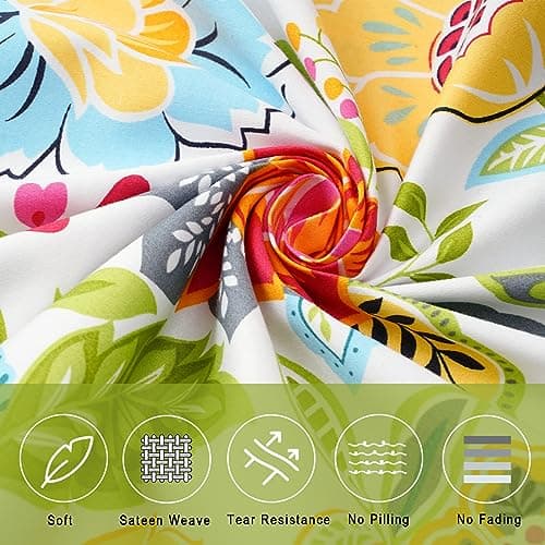 BedListes Floral 100% Egyptian Cotton Cooling Sheets - 800 Thread Count Queen (16 Deep Pocket)
