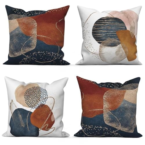 Boho Terracotta & Beige 20x20 Inch Abstract Sunrise Pillow Covers Set of 4