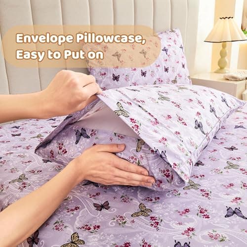 Purple Paisley Butterfly Floral Bed Sheets Set