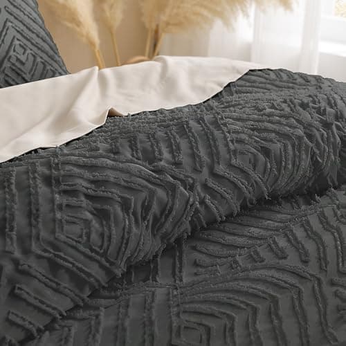 Andency Queen Comforter Set Beige, 3 Pieces Tufted Farmhouse Bedding