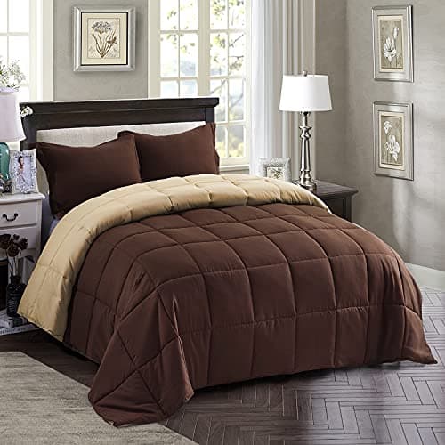 King Size Blue Down Alternative Comforter Set - Reversible Chic Quilt Design