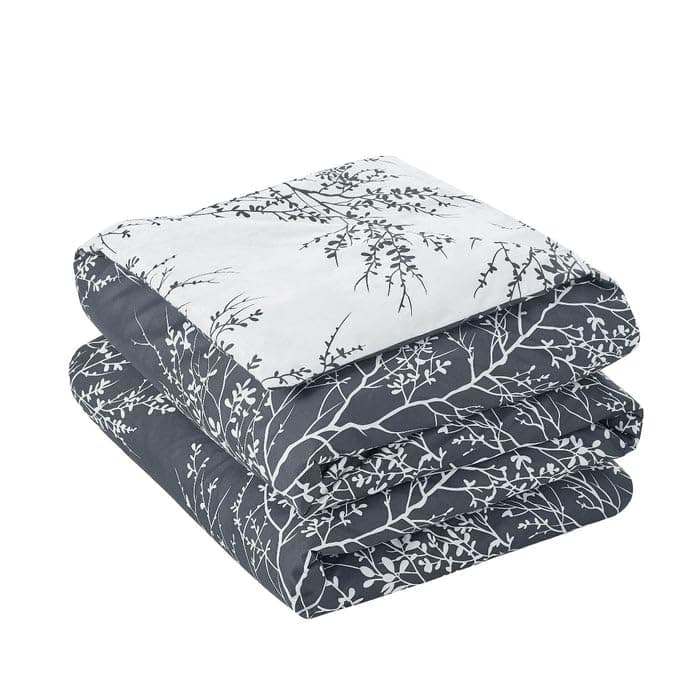 Spirit Linen 6pcs Queen Comforter Set - Cozy Microfiber with Foliage (Grey)