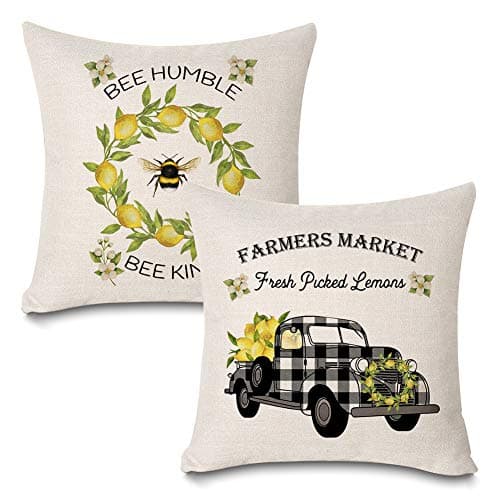 Buffalo Truck Lemon Pillow Covers 18 x 18 Set of 2