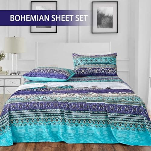 Boho Styled Queen Size Bedding Set 4PCS Ethnic Pattern Sheets
