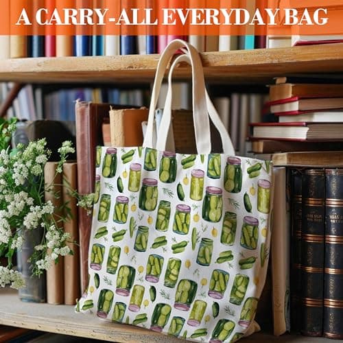 Vintage Pickle Jar Tote Bag for Women - Perfect for Farmers Markets