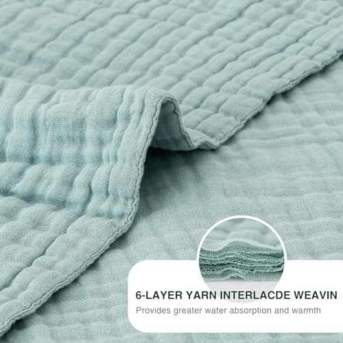 Cyan 100% Cotton Love's Cabin Queen Muslin Blanket, 90"x90"