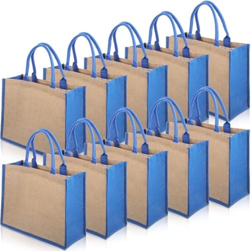 Shappy 10 Pack Reusable Burlap Tote Bag Set for Bridesmaid Gifts & Shopping