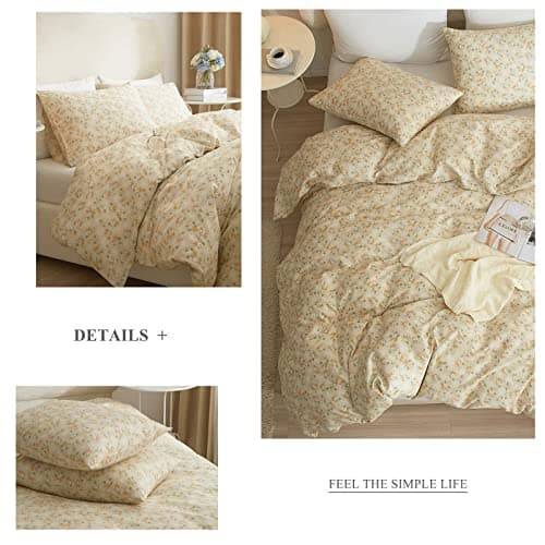 Yellow Floral Duvet Cover Set King - 3 Pieces
