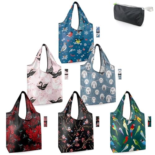 BeeGreen Foldable 50LBS Extra Large Reusable Grocery & Shopping Bags (10 Pack, Colorful)