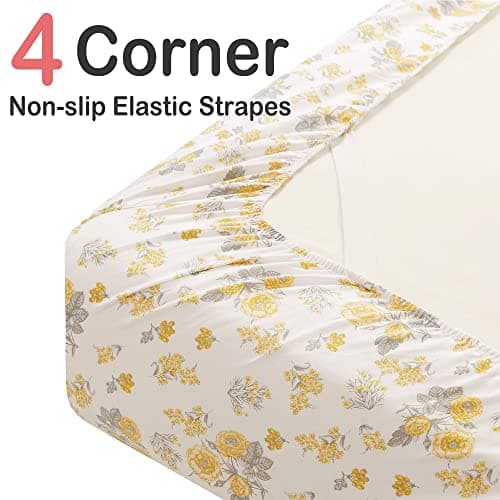 Vintage Flower Printed Full Size Bed Sheet Set with 15 Deep Pocket - 4 Piece Microfiber Patterned Sheet Set