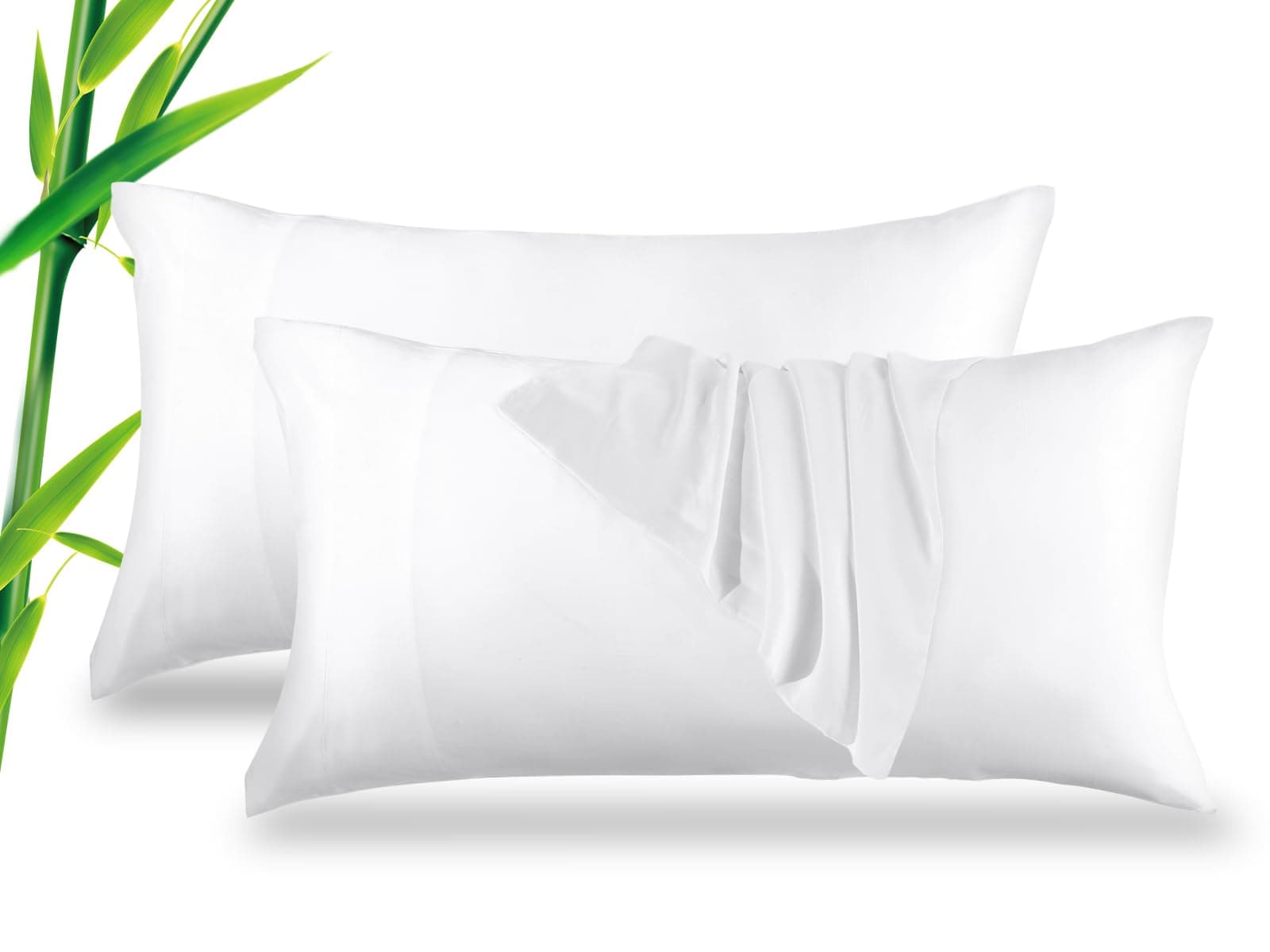 Breathable Bamboo Pillowcases Set of 2, Skin-Friendly King Size Cooling Pillow Covers