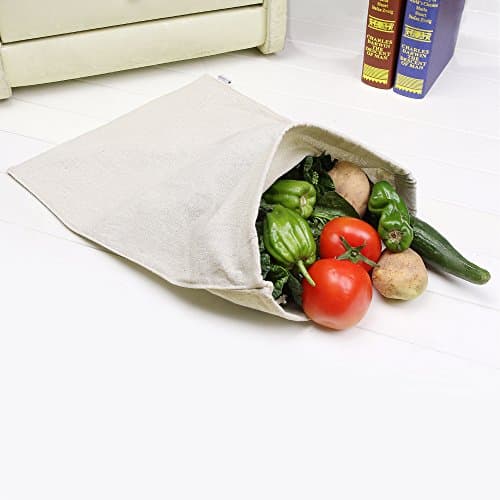 14x17.5 Inch Cotton/Linen Muslin Produce Bags with Drawstring, 6-Pack