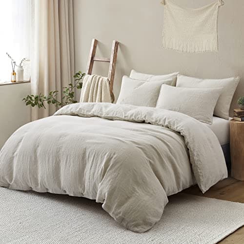 ATLINIA 100% French Flax Duvet Cover Set & Pillow Shams - Queen Size