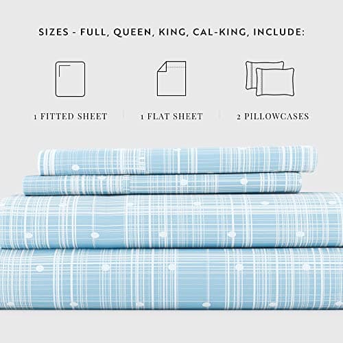 Ultra-Soft Cooling Aqua Polka Queen Bed Sheet Set - Fit for 16 Mattress