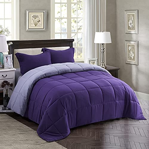 King Size Blue Down Alternative Comforter Set - Reversible Chic Quilt Design