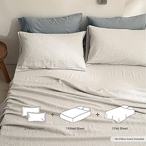 Simple&Opulence 100% Linen Sheet Set - 4 Pc Washed French Linen Bedding Set