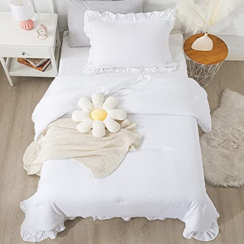 Andency Khaki Queen Comforter Set, 3 Pieces Shabby Chic Bedding