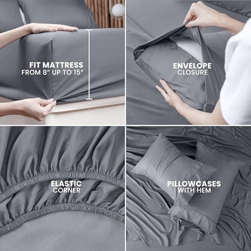 Utopia Bedding Queen Size Brushed Microfiber Sheets - Grey