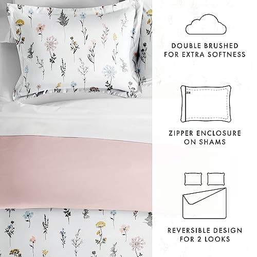 King Size Linen Duvet Cover Set in Pink