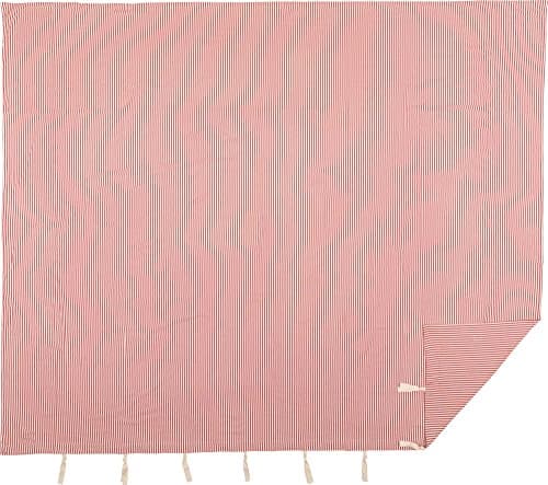 Red & Off-White Farmhouse Ticking Stripe King Duvet Cover, Soft & Comfortable