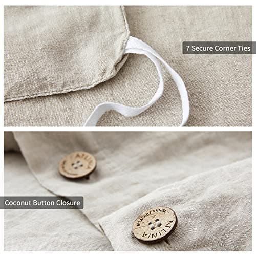 ATLINIA 100% French Flax Duvet Cover Set & Pillow Shams - Queen Size