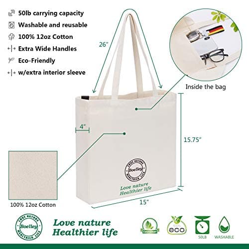 Eco-Friendly Organic Cotton Shopping Totes with Handle