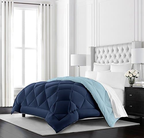 Goose Down Alternative Reversible Comforter - King/Cal King - Navy/Sky Blue