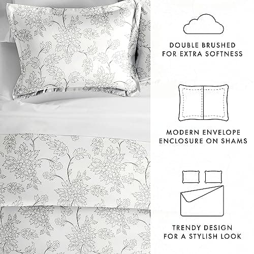Queen Size Linen Duvet Cover & Sham Set - Gray, Hotel Quality Comfort