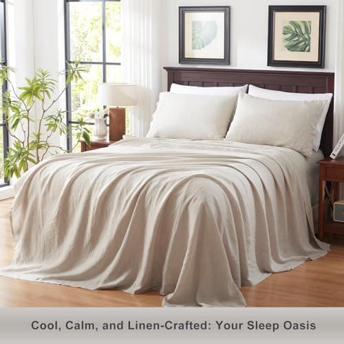 Natural French Linen Pillowcases - 100% Flax Bedding (Queen, 2 Pillowcases 20x30 inches)