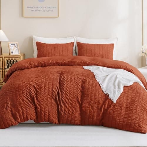 Litanika Queen Khaki Seersucker Comforter Set (90x90In Comforter & 2 Pillowcases)