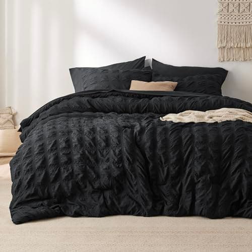 Bedsure Queen Size Bed in a Bag Plaid Seersucker Comforter Sets