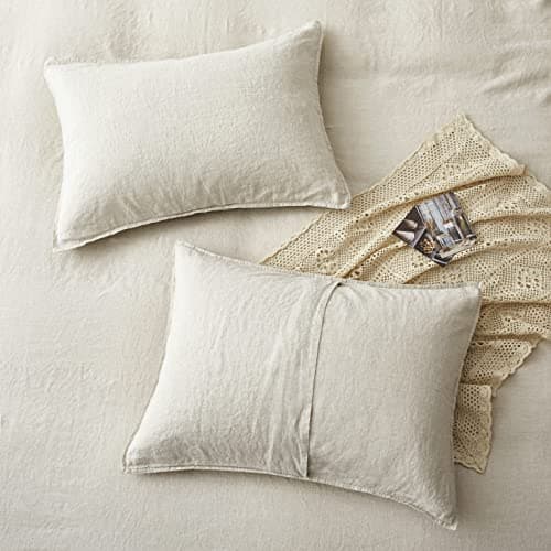 ATLINIA 100% French Flax Duvet Cover Set & Pillow Shams - Queen Size