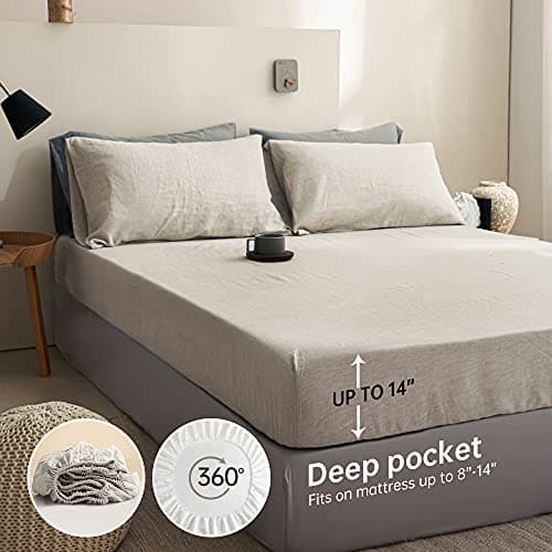 Simple&Opulence 100% Linen Sheet Set - 4 Pc Washed French Linen Bedding Set