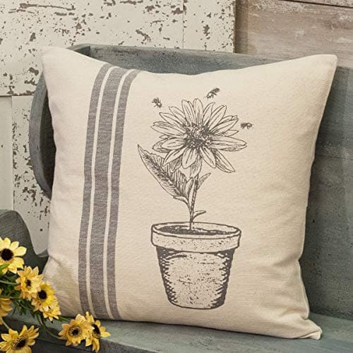 Piper Classics Hippity Hop Black Ticking Bunny Throw Pillow Cover