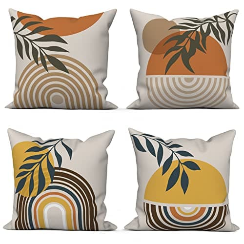 Boho Terracotta & Beige 20x20 Inch Abstract Sunrise Pillow Covers Set of 4