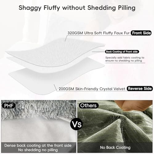PHF Shaggy Fluffy Faux Fur King Size Duvet Cover Set