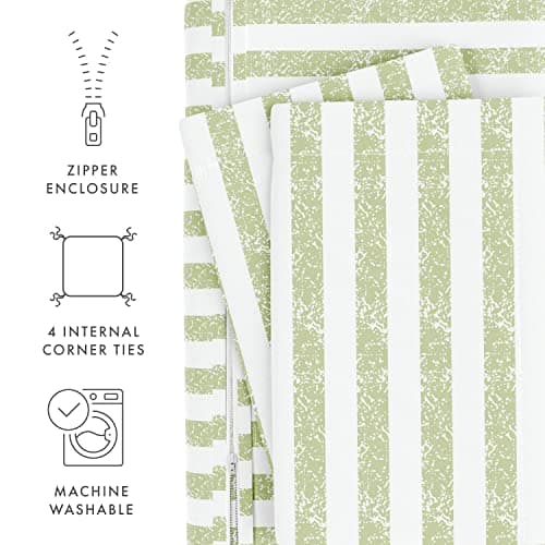 Queen Linen Duvet Cover Set - Hotel-Like Comfort and Softness, Exquisite Prints & Colors for Dreamy Bedroom - Includes 2 Pillow Shams